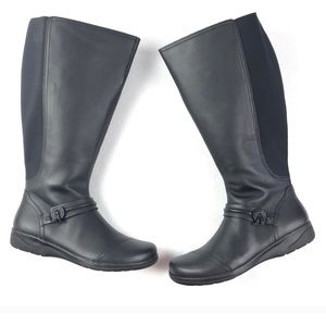 Clark Leather Riding Boot Wide Calf
